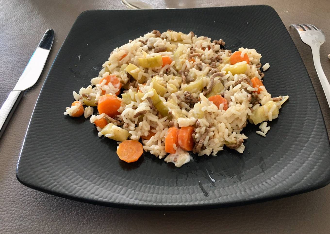 Riz aux légumes et viande hachée au Cookéo