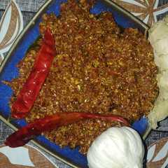मारवाड़ी लहसुन की सूखी चटनी, (marwadi lahsun ki sukhi sabzi recipe in Hindi)-レシピのメイン写真