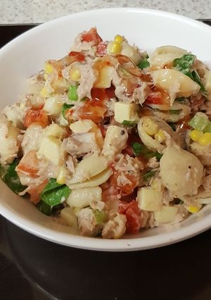A picture of My Tuna Pasta Bake with a Hint of Sweet Chilli. 😍#.