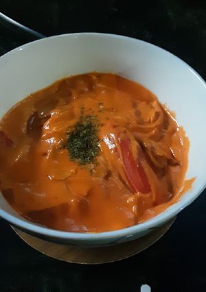 A picture of Tomato Sausage Soup.