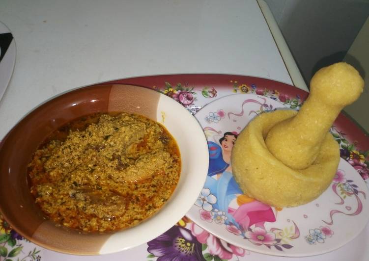 Recipe of Super Quick Homemade Turkey Meat Egusi Soup with Eba
