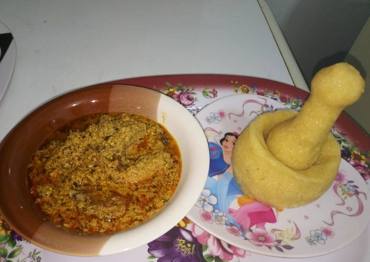 Turkey Meat Egusi Soup with Eba