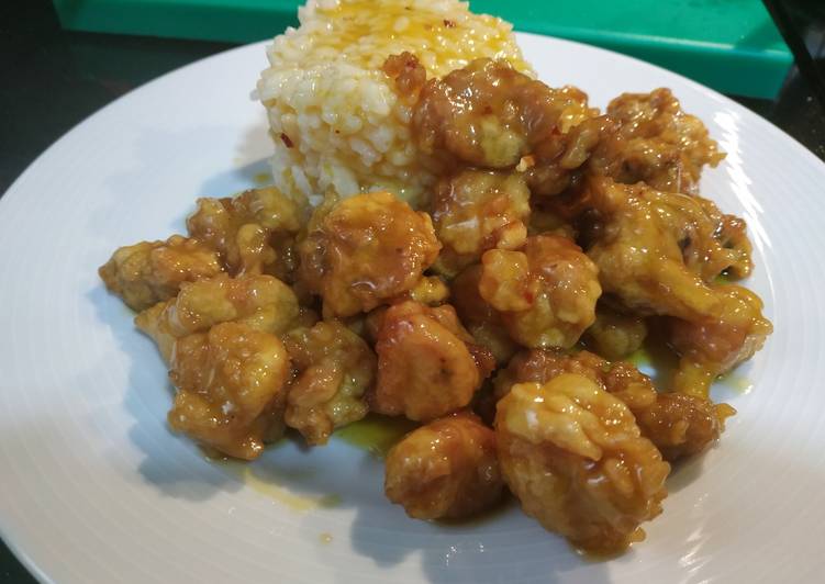 Mollejas a la naranja con arroz