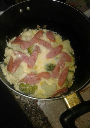 Una foto de Tortilla de brócoli y coliflor