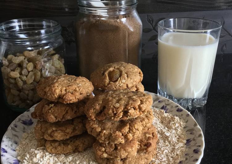 Recipe of Homemade Oats Raisin cookies with coffee