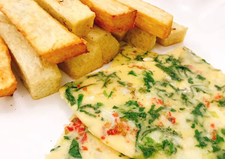 How to Prepare Any-night-of-the-week Vegetable omelette and fried yam