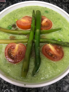 Una foto de 314. Gazpacho de calabacín (entrante sopa)