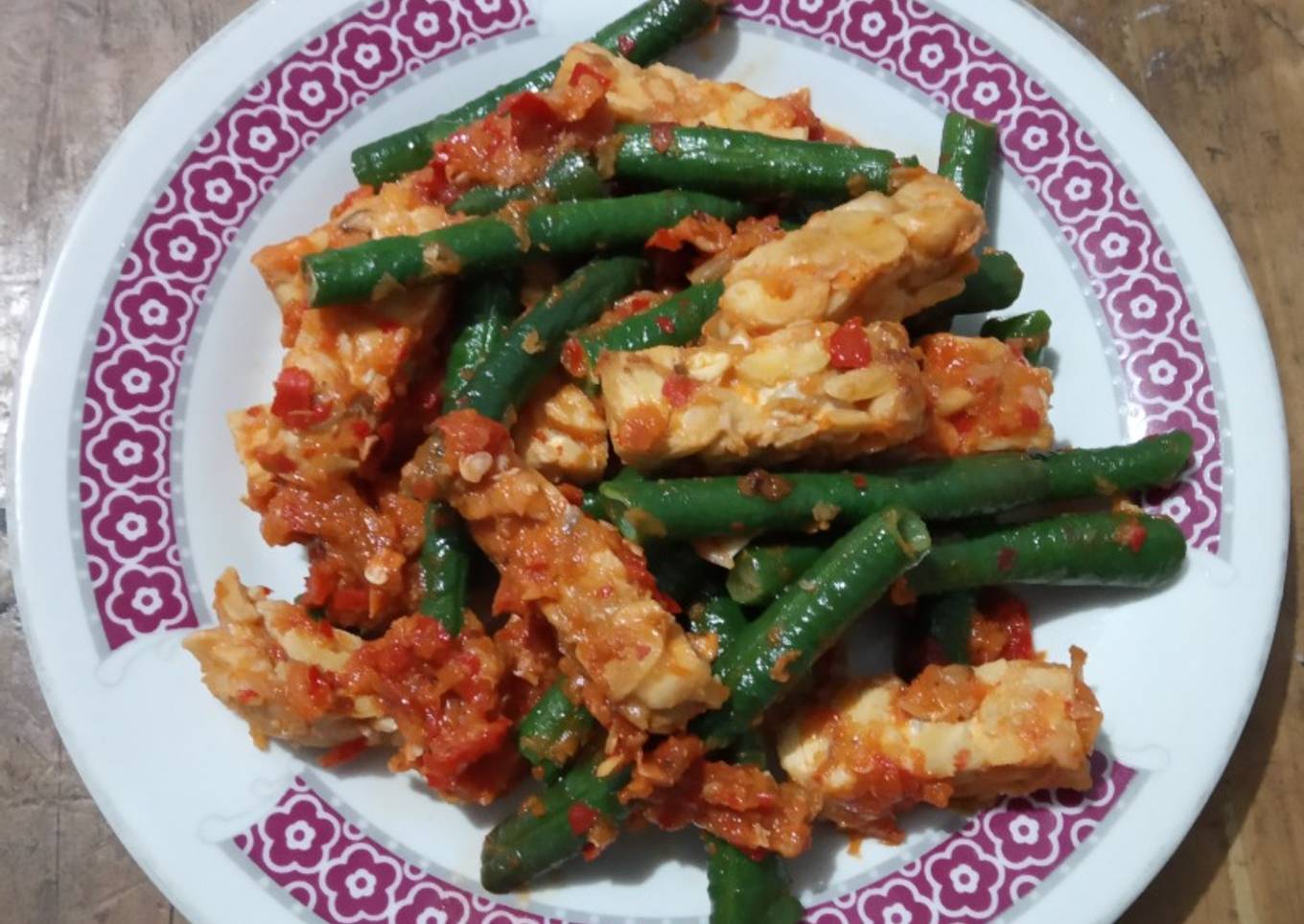 389) Tumis Pedas Kacang Panjang Tempe