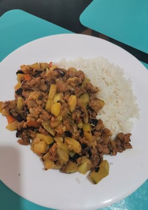 Una foto de Guiso de zapallo italiano (vegan) con arroz