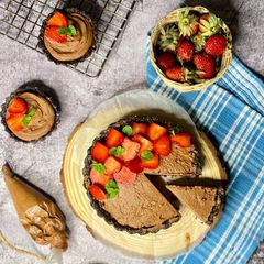 Dark Chocolate Strawberry Walnut Tart A picture of Dark Chocolate Strawberry Walnut Tart.