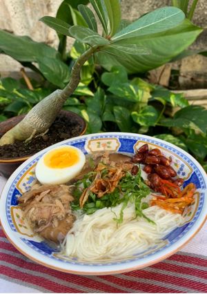 Foto resep Misoa ayam jamur topping kacang