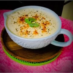 A picture of Creamy Herbed Potato Garlic Soup or Cream of Potato Soup.