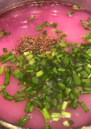 Hình của món Canh khoai tím nấu gạch đầu tôm.
