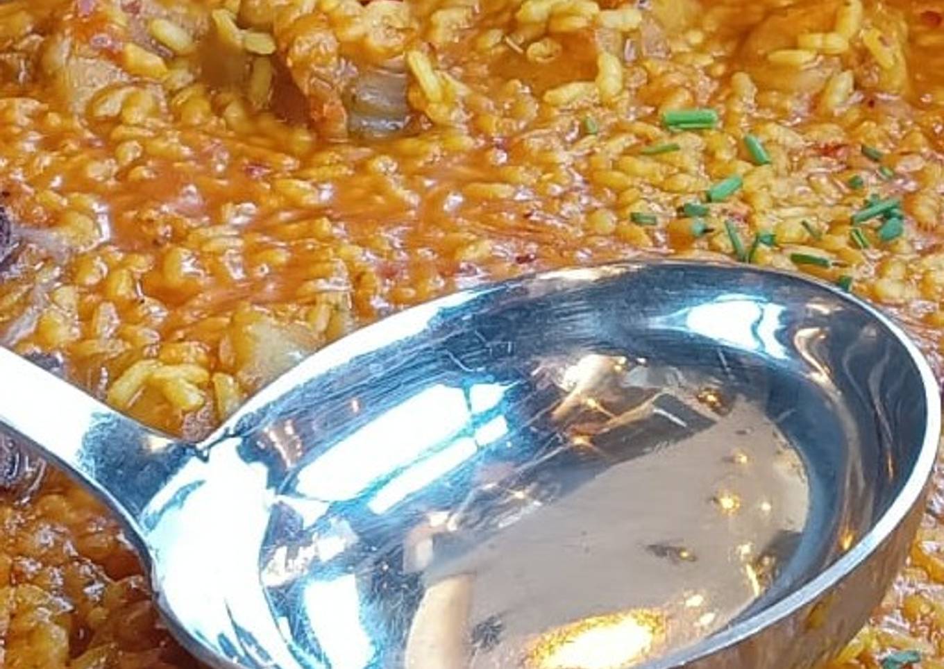 Paella guisada de gambas