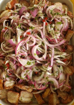 Una foto de Ceviche de Chicharrón en Airfryer