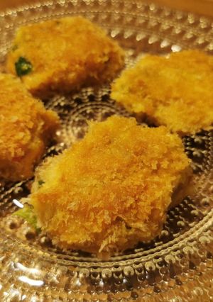 Une photo de Croquette pois chiche et carotte à la chapelure panko
