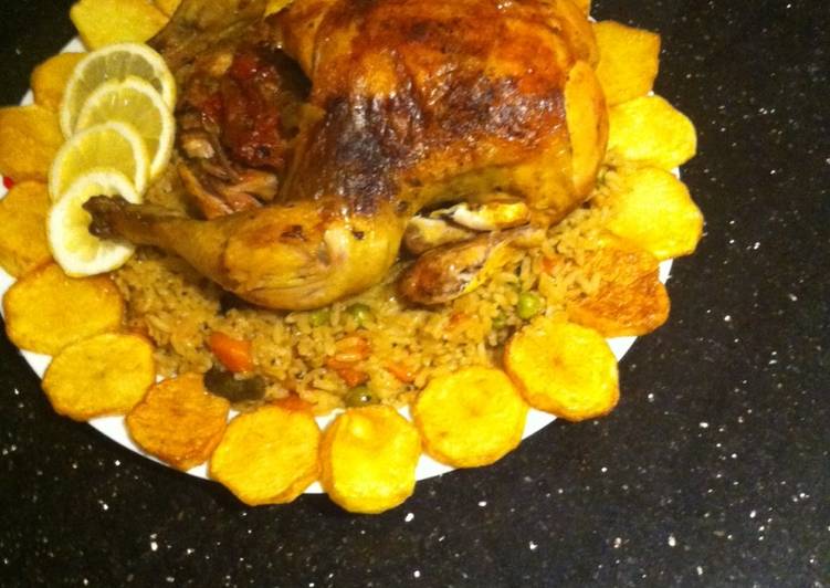 Steps to Prepare Award-winning Roasted chicken with rice and veg