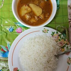 Aloo paneer with samak pulaw A picture of Aloo paneer with samak pulaw.