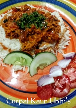 A picture of Masala scrambled eggs with cumin rice.