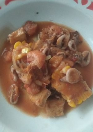 Foto resep Udang + cumi asam manis