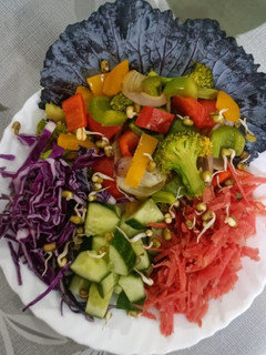 A picture of Purple cabbage and Broccoli Salad.