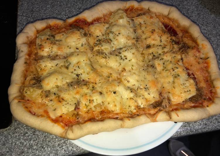 Pizza casera completamente masa fácil y sin apenas reposo