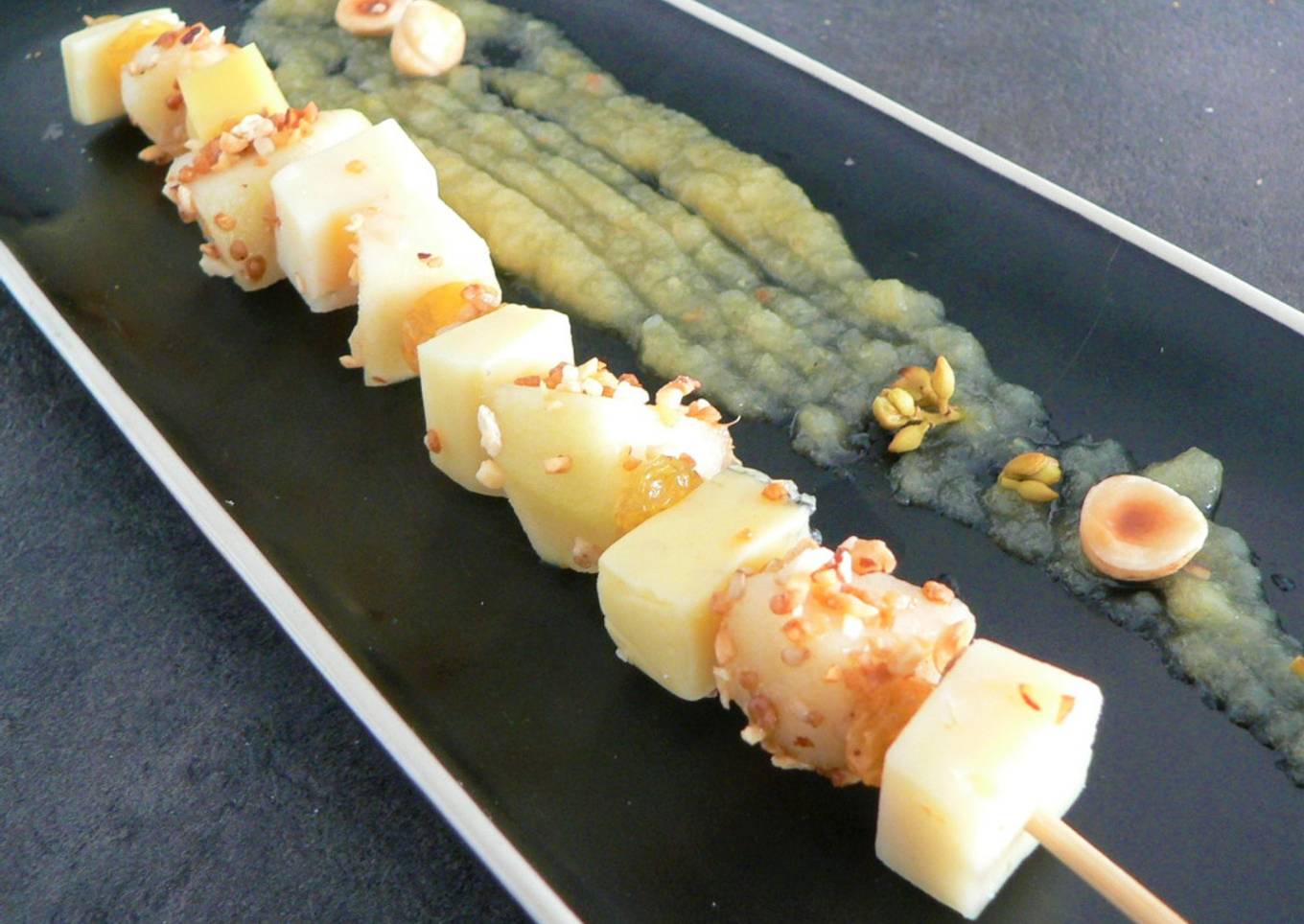 Brochettes de fromages aux poires
