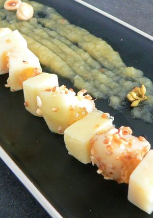 Une photo de Brochettes de fromages aux poires