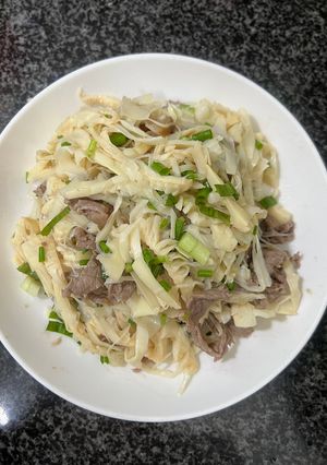 Hình của món Măng Xào Thịt Bò.