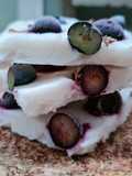Bark helado de yogurt griego a la lavanda con blueberries