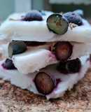 Bark helado de yogurt griego a la lavanda con blueberries