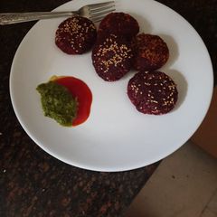 A picture of Beetroot and sesame seeds Kebab.