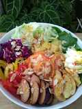 My Healthy Salad With Pouched Eggs (Mix Veggie n Fruits)