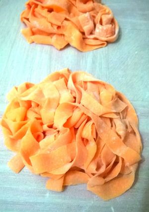 A picture of Homemade Fresh Carrot Pasta Dough.