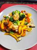 Verduras con camarón salteadas