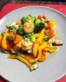 Verduras con camarón salteadas