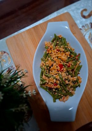 Foto resep Stir-fried green beans with tofu and shrimp