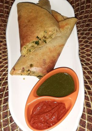 A picture of Mogar Moog Dal Healthy stuffed Dosa.