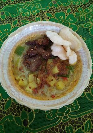Foto resep Bihun soto empal daging
