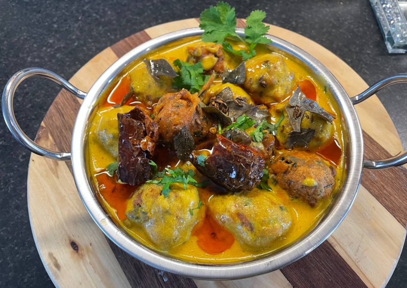 Punjabi Kadhi Pakora (gram flour fritters Curry)