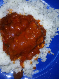 A picture of Rice and stew.