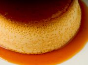 A picture of creamy flan