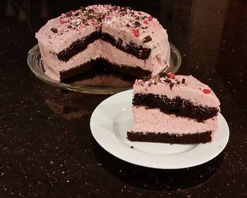 Unique Recipe Chocolate  Layer Cake with Cherry Cheesecake Filling and Frosting Delicious Steady