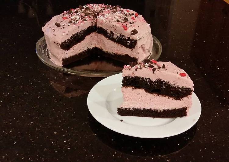 Simple Way to Make Speedy Chocolate  Layer Cake with Cherry Cheesecake Filling and Frosting