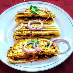 A picture of Paneer stuffed kulcha sandwich.