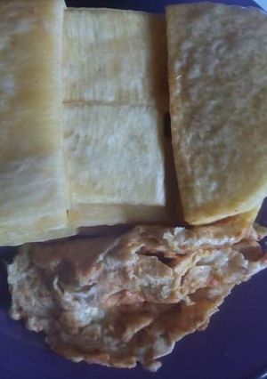 A picture of Fried yam and egg.