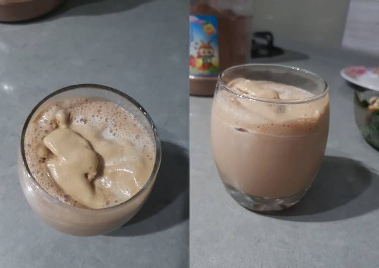 Chocolate milkshake with peanut butter and banana