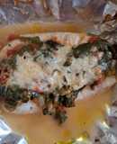 Pescado empapelado con acelgas