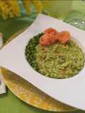 Risotto crema di piselli e salmone affumicato