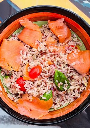 Foto di Riso con grano saraceno al salmone affumicato